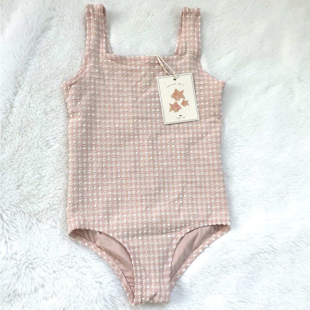 Konges Slojd Cream & Pink One-Piece Girls Fresia Rose Smoke Swimsuit Size 4Y NWT